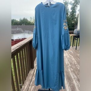 Blue Tavin embroidered dress modest size 12